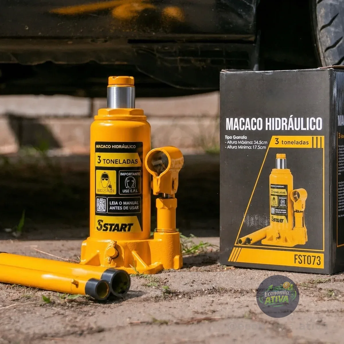 Macaco Hidráulico 3 Toneladas Tipo Garrafa Universal Carros Van Caminhonete Start