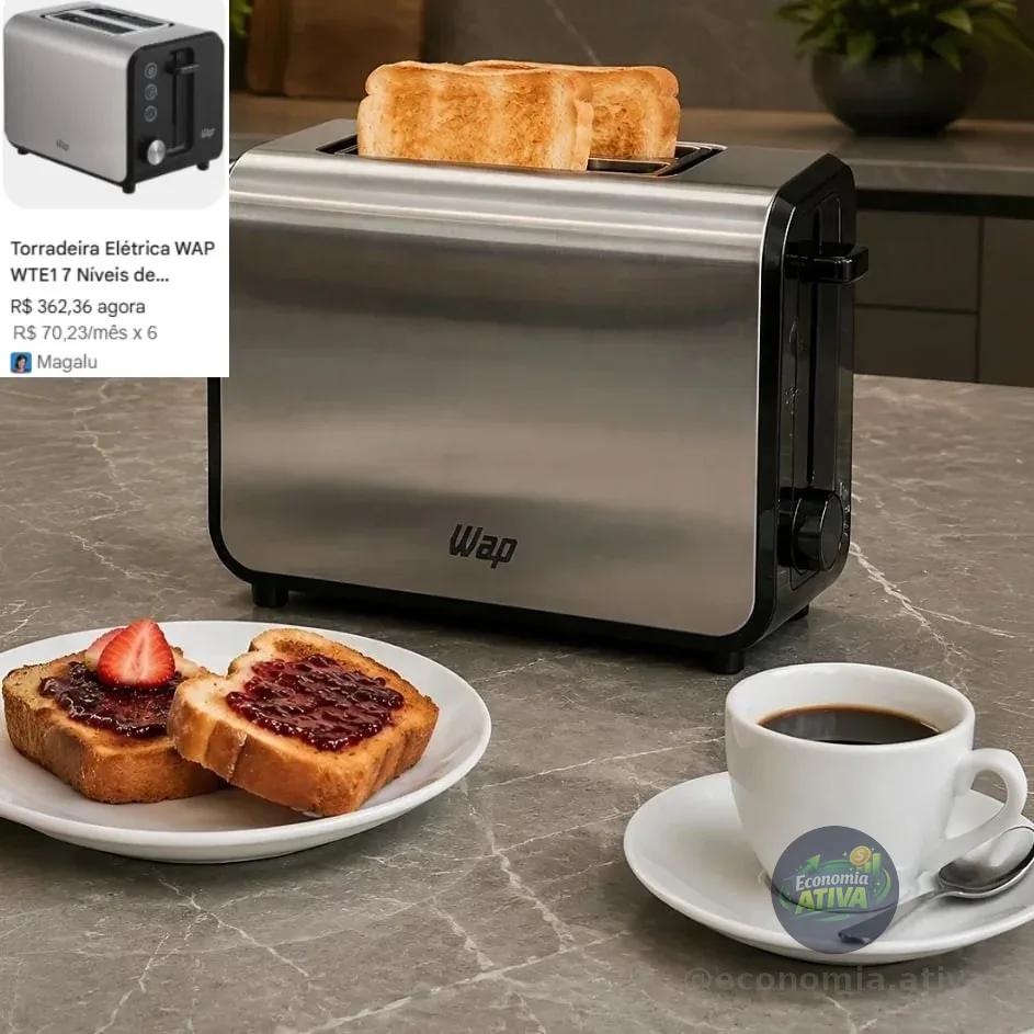 WAP Cozinha WTE1 Cor Preto e Inox Torradeira Elétrica 220V