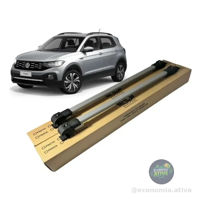 Bagageiro T-cross Travessa Teto T Cross Slim Preto Ou Prata