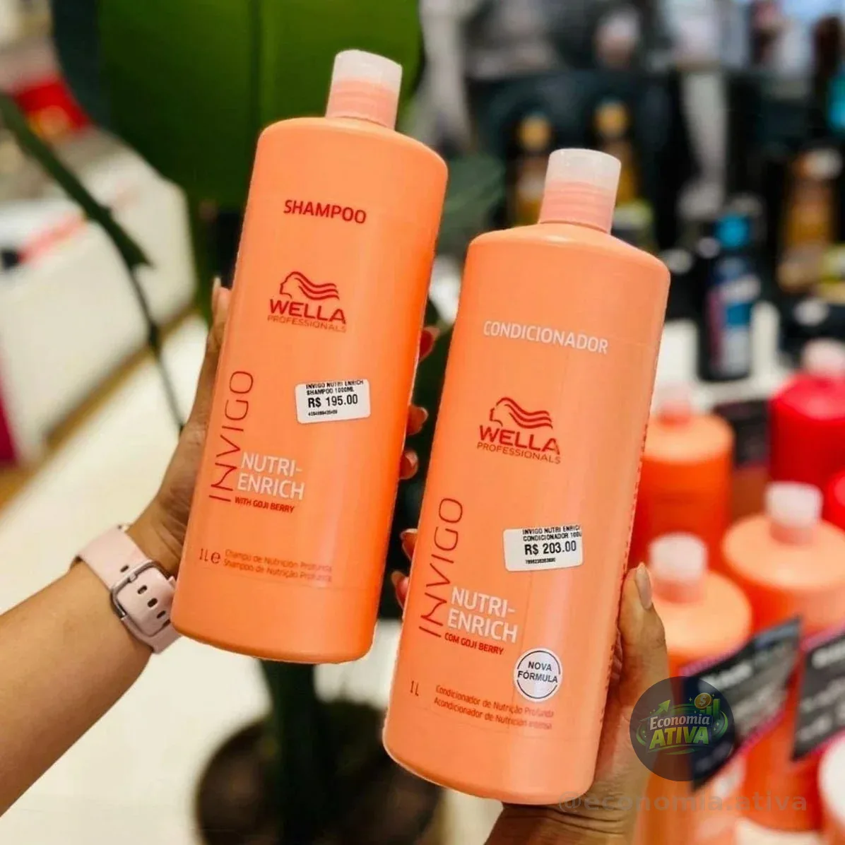 Kit Wella Invigo Nutri Enrich Sh, Cond E Válvulas - Shampoo 1L - Condicionador 1L