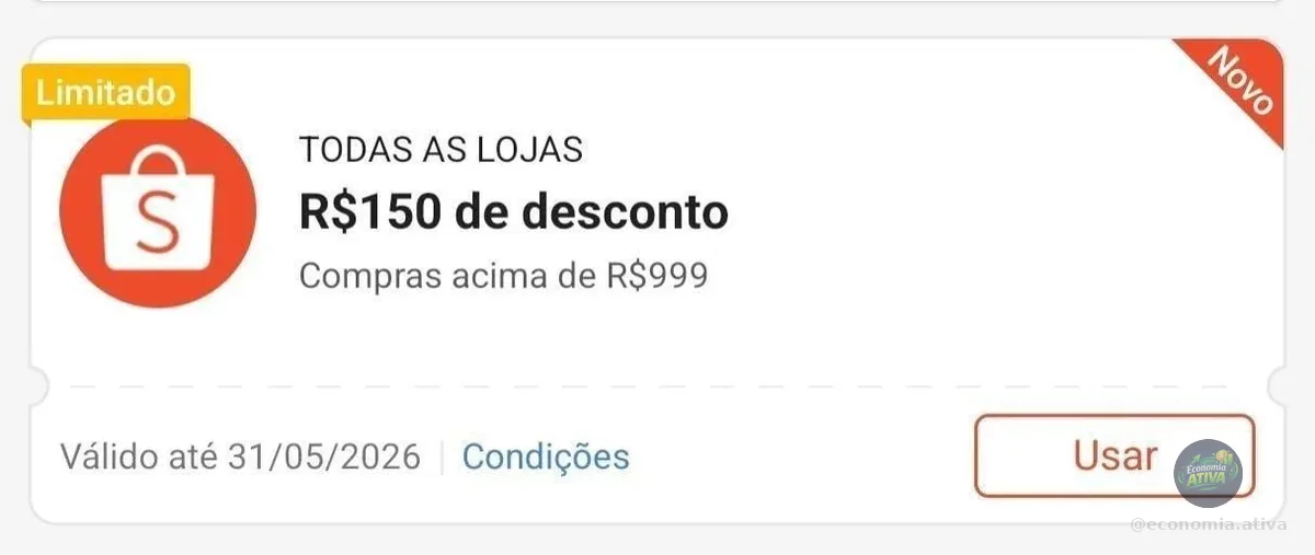 NOVO CUPOM SHOPEE