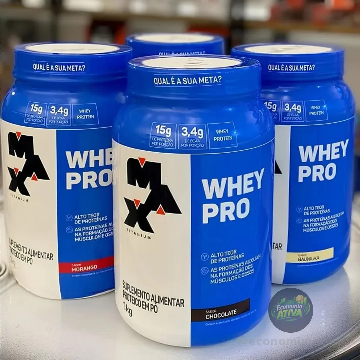 Suplemento Academia Whey Pro Max Titanium Concentrado Pote 1kg Sabor Chocolate