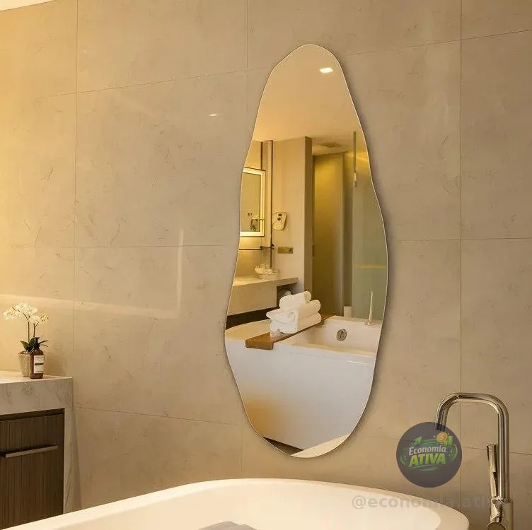 Espelho Orgânico 70cm Decoração Lapidado Design Moderno Luxo