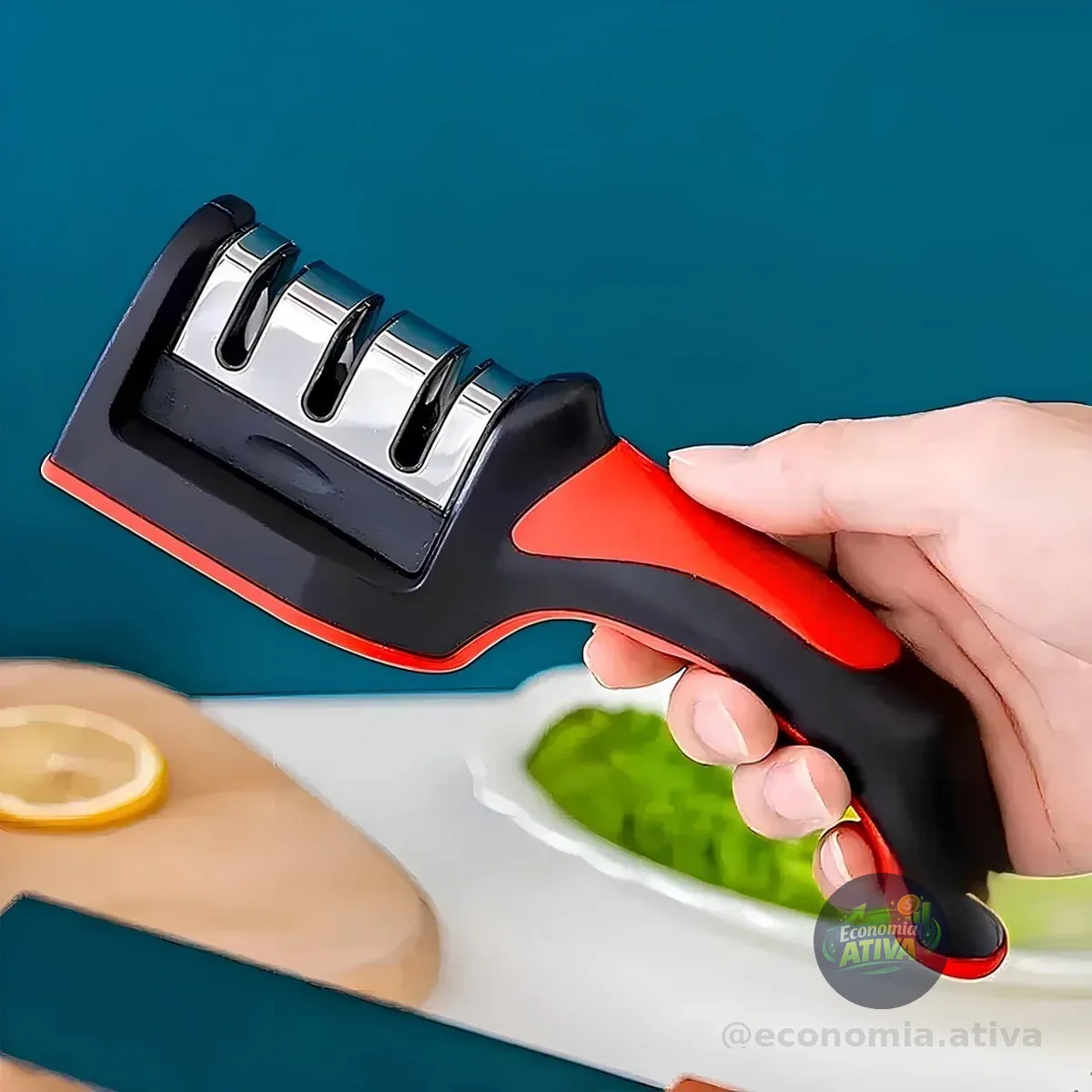 Afiador Amolador De Facas E Tesouras 4 Em 1 Profissional Cor Preto