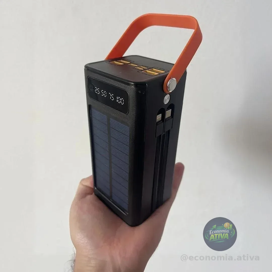 Carregador Portátil Power Bank Solar Turbo 50.000mah Rápido