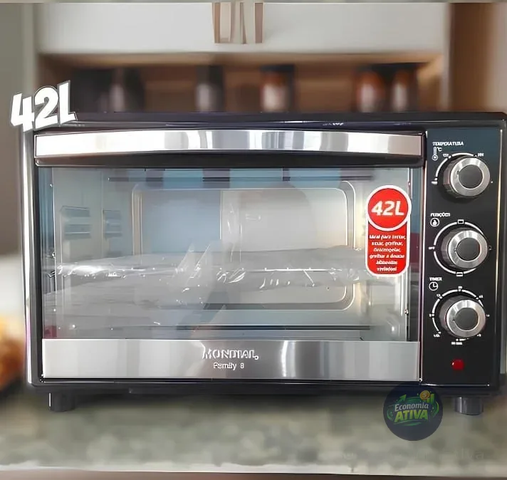 MONDIAL Forno Elétrico 42L Family II, Preto/Inox, 1600W, 220V - FR-42