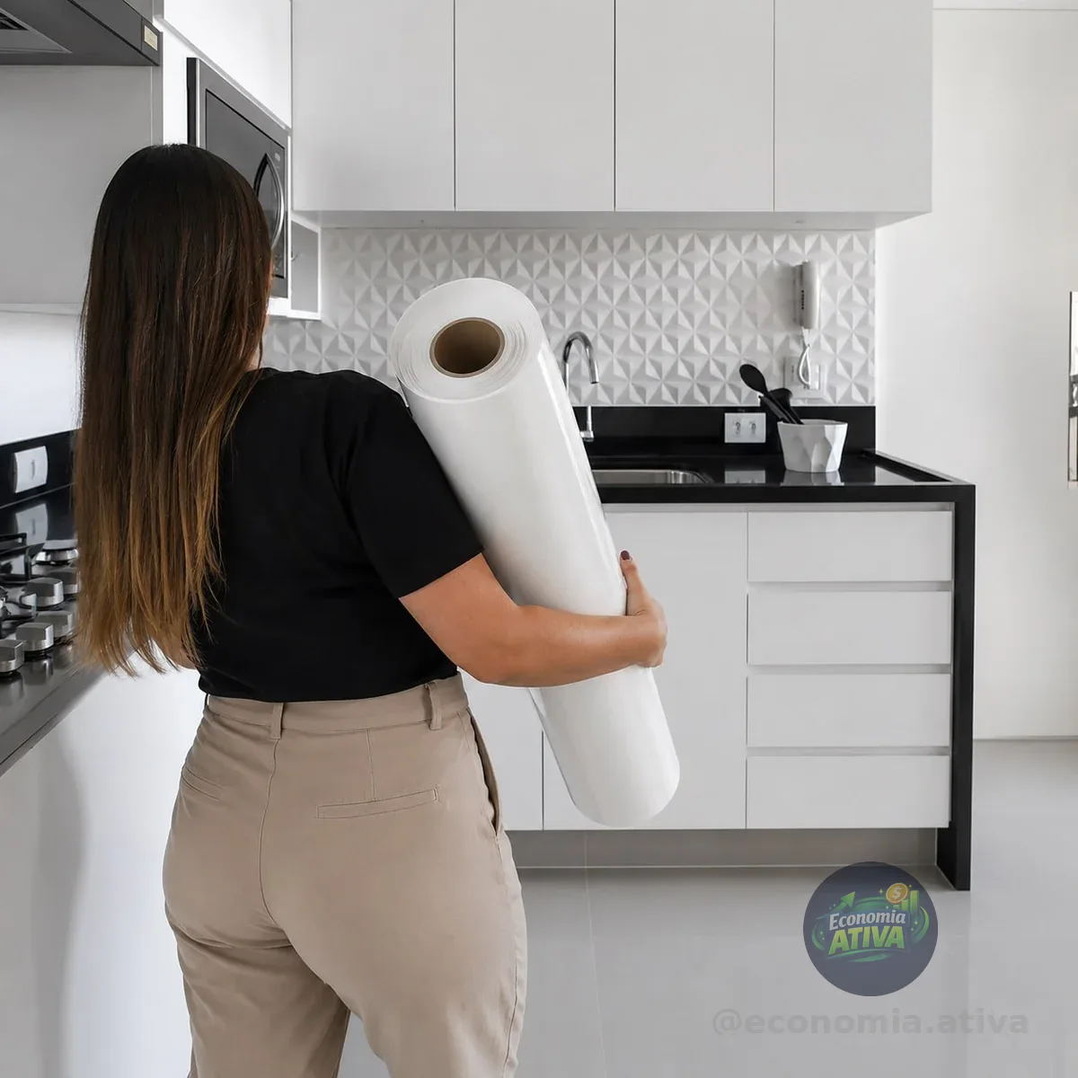 Papel Adesivo Rolo 10M Envelopamento Móveis Madeira Cor Branco fosco