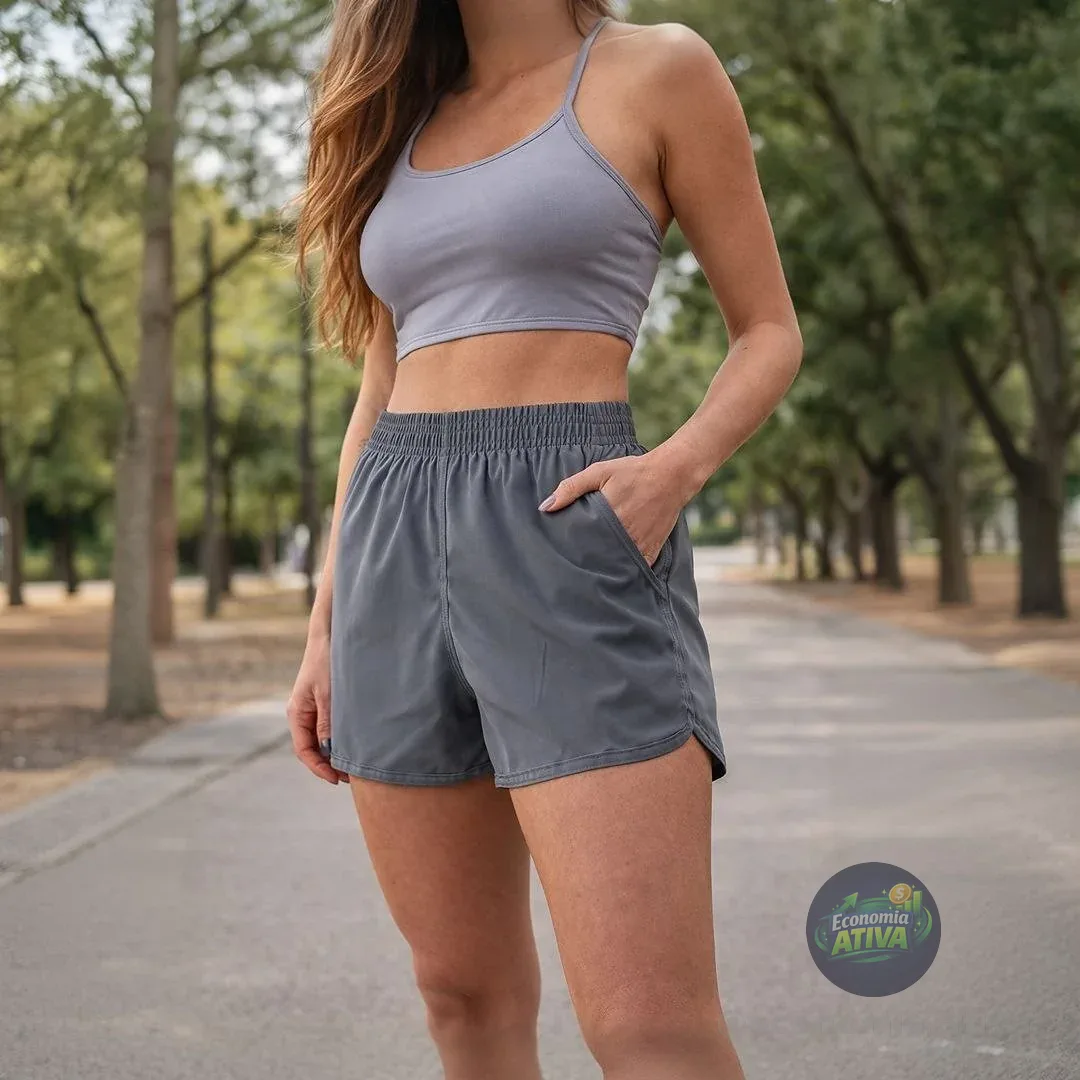 Shorts Feminino Tactel Academia Bermuda