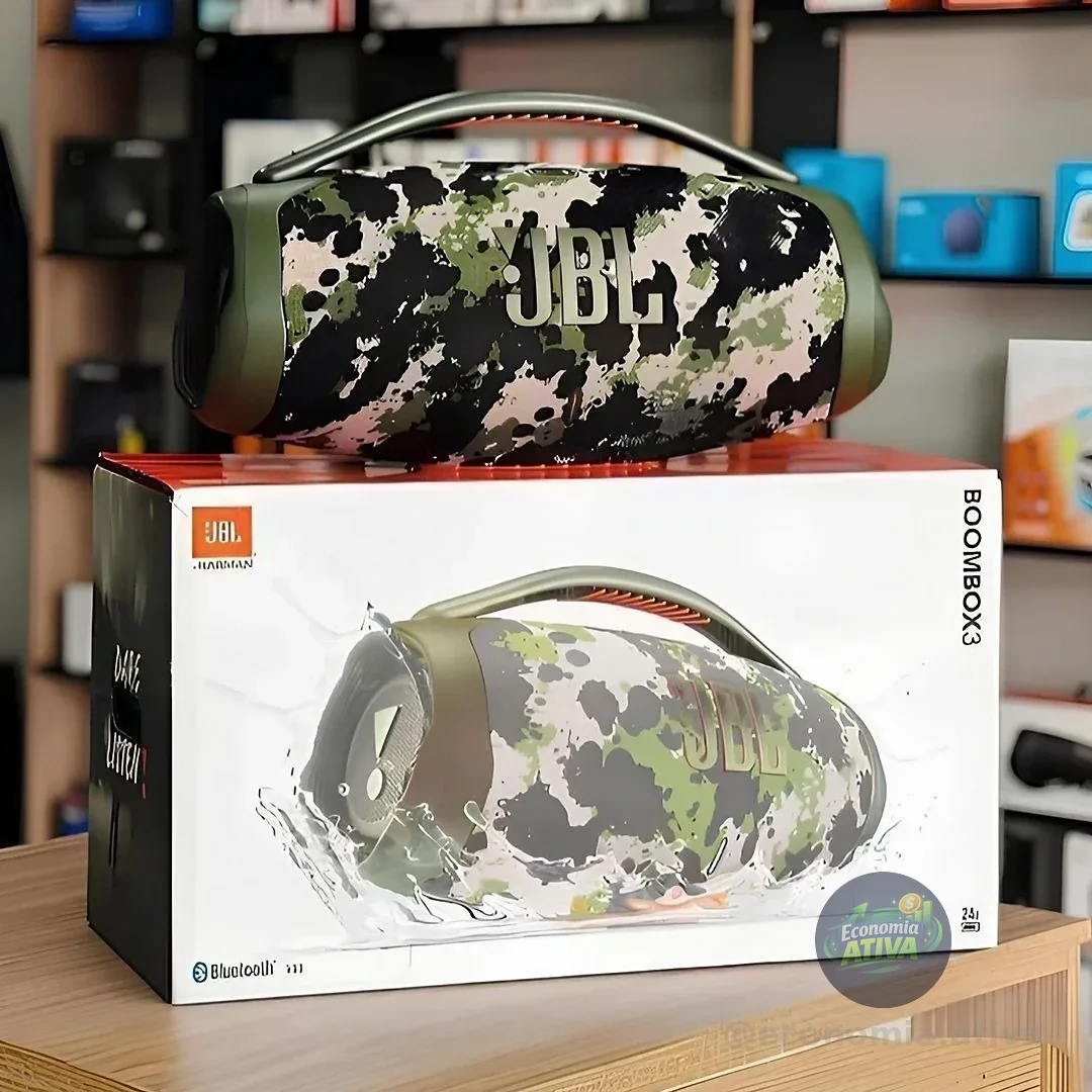 JBL, Caixa de Som, Boombox 3, Bluetooth, À Prova D'água e Poeira - Camuflada