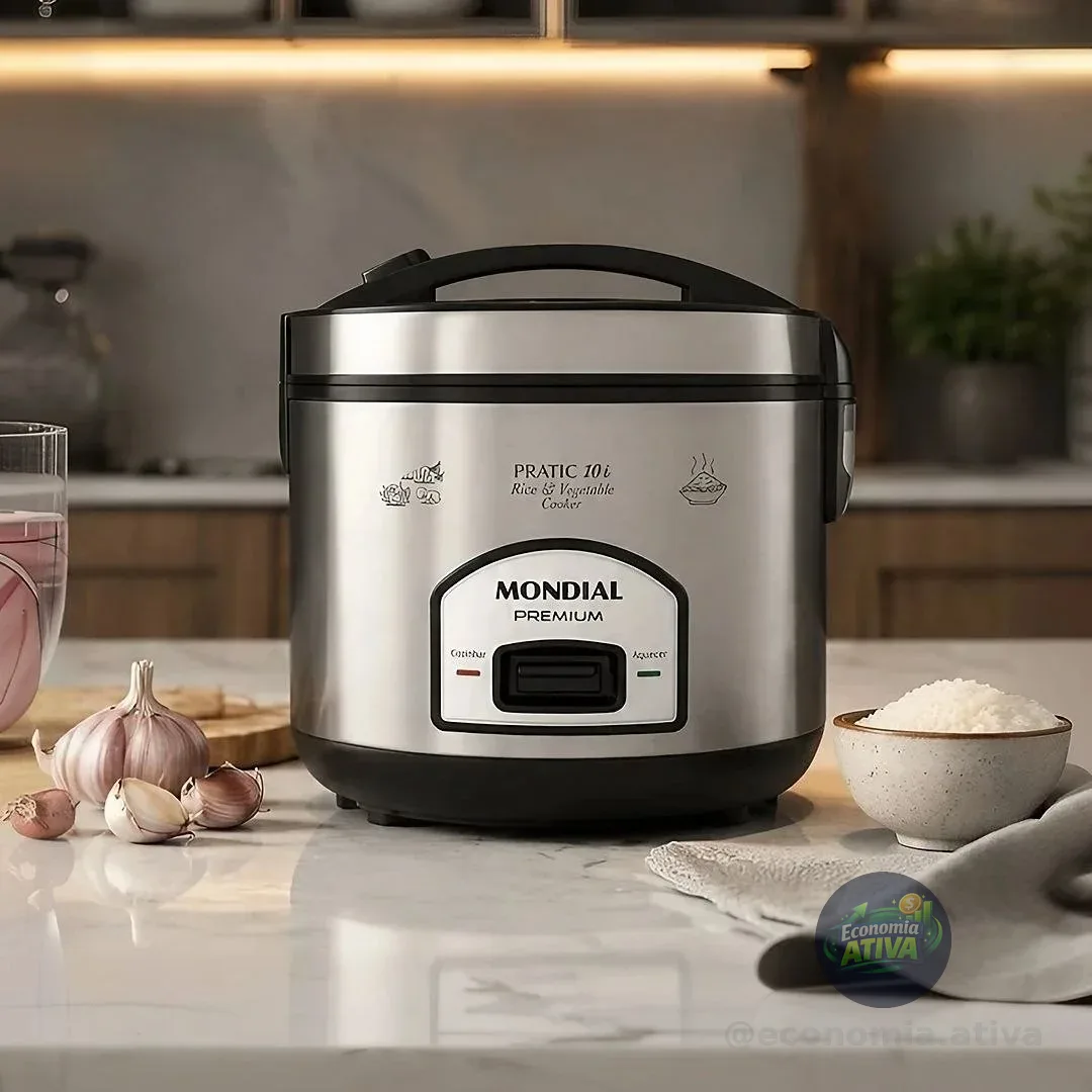 MONDIAL Panela Elétrica de Arroz, Preto/Inox, 700W, 110V - PE-42-10X