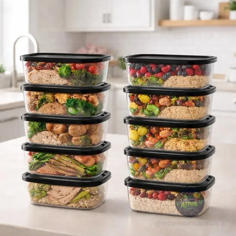 Kit 10 Potes Transparentes 500ml Bpa Free Microondas Freezer