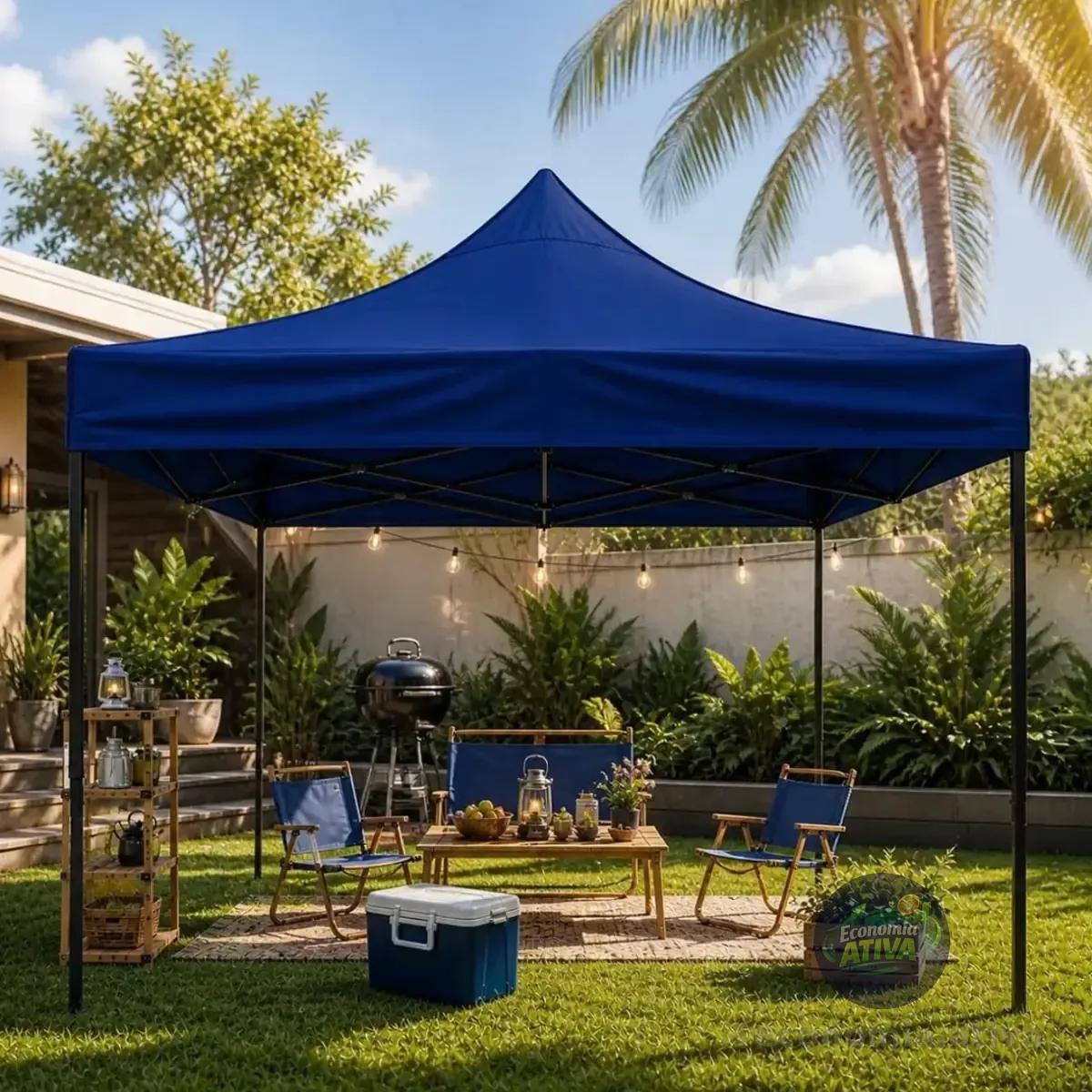 Tenda Gazebo Sanfonada Articulada Luvinco 3x3m Azul
