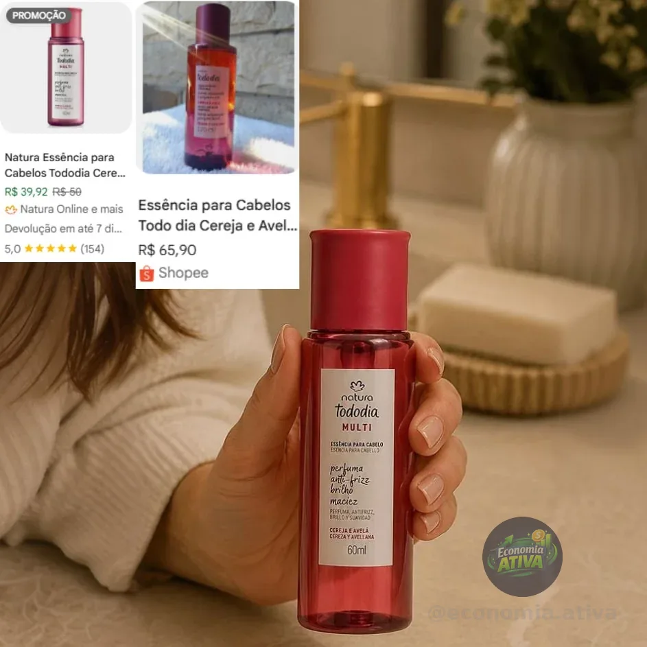 Essência Para Cabelos Natura Tododia Cereja E Avelã 60ml