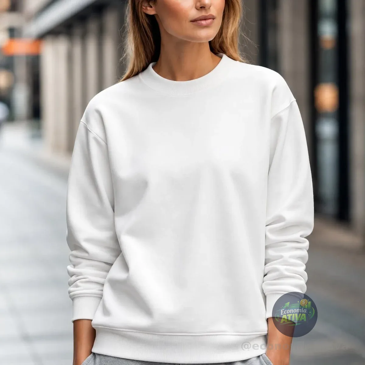 Moletom Gola Careca Liso Feminino