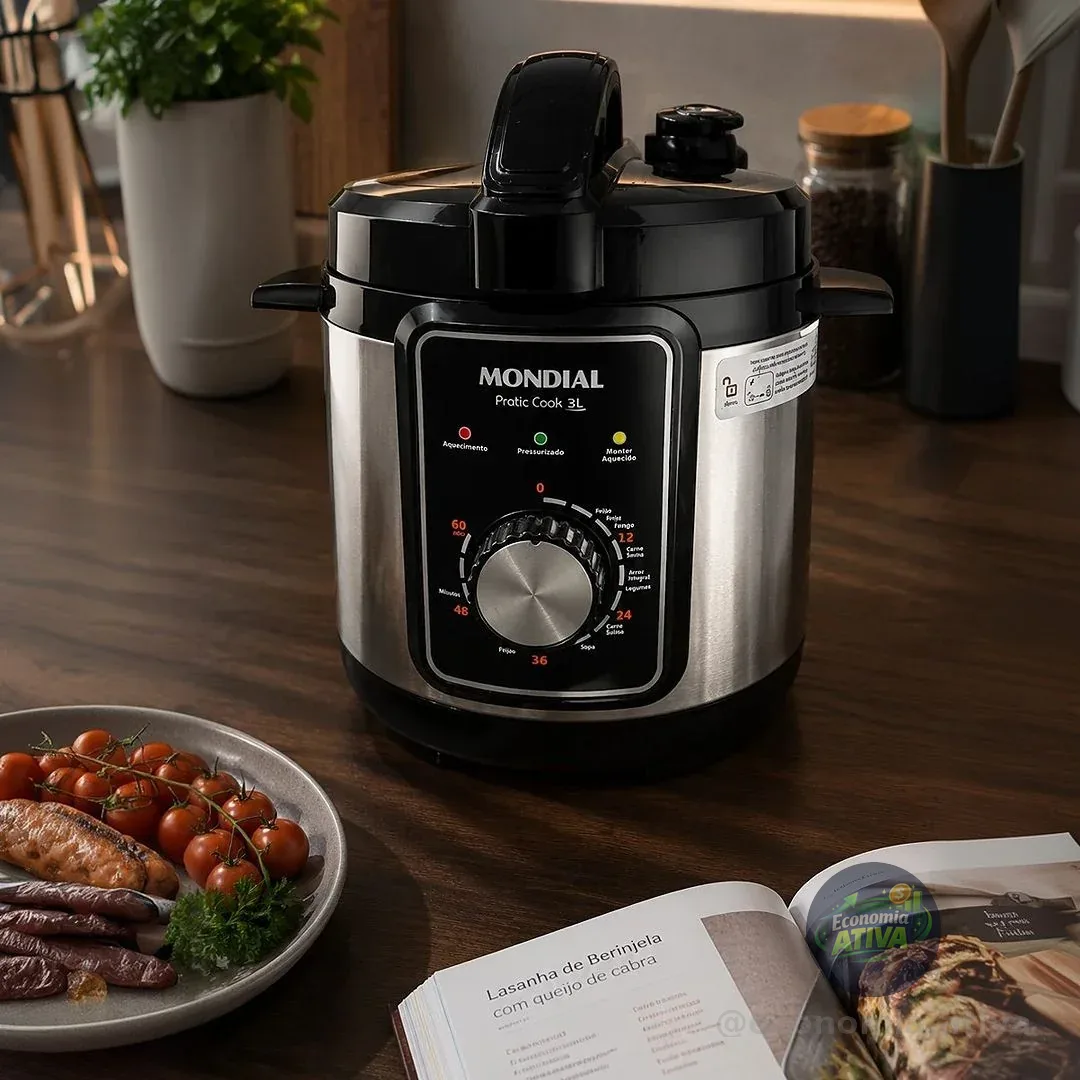 Panela de Pressão Elétrica 3L Mondial 700W - PE-47-3L-I 220V