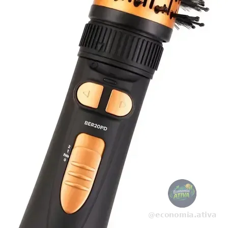 Escova Rotativa Britânia Ber20pd 3 Temperaturas Cor Preto e Dourado