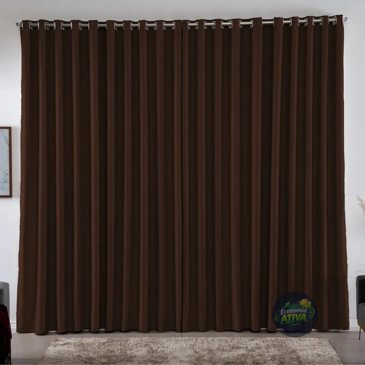 Cortina 3,00x2,80 Metros Blackout Blecaute Avelã Corta Luz