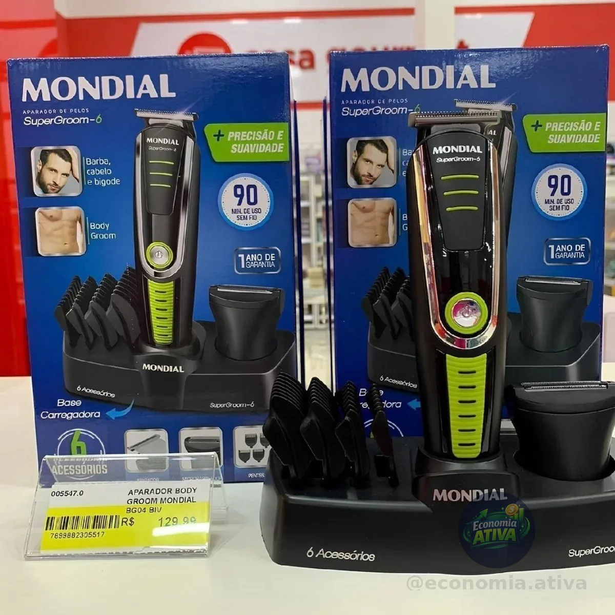 MONDIAL Aparador de Pelos Super Groom 06, Preto/Verde, 6W, Bivolt - BG-04