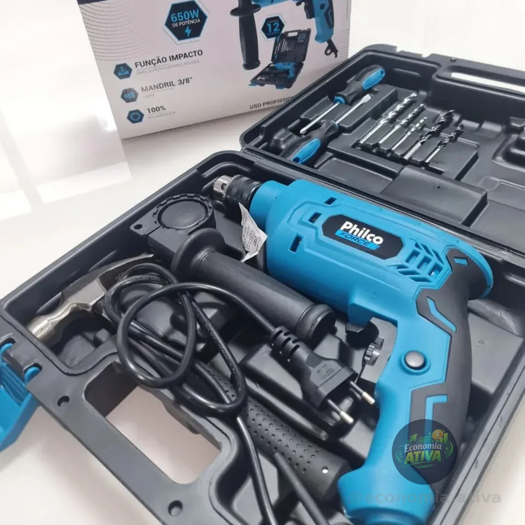 Kit Furadeira De Impacto E Maleta 650w Philco 127v