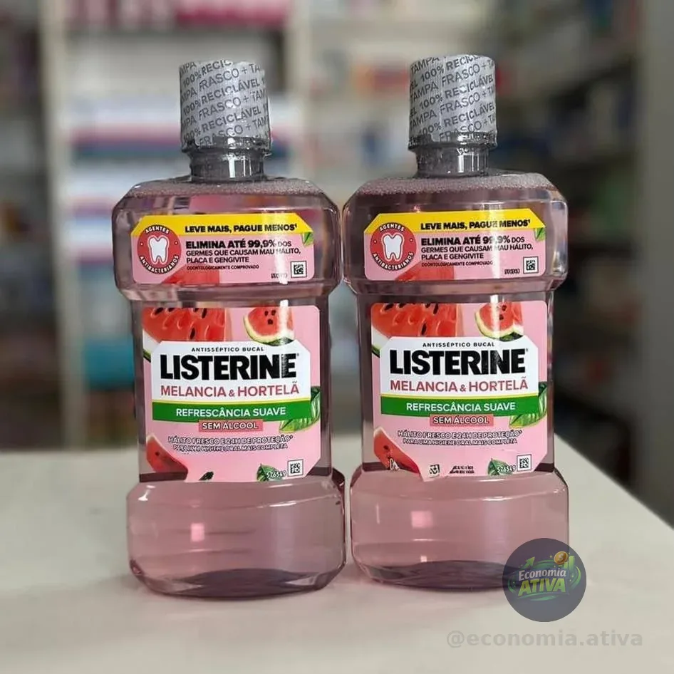 Listerine Enxaguante Bucal Melancia & Hortelã Sem Álcool, 1L
