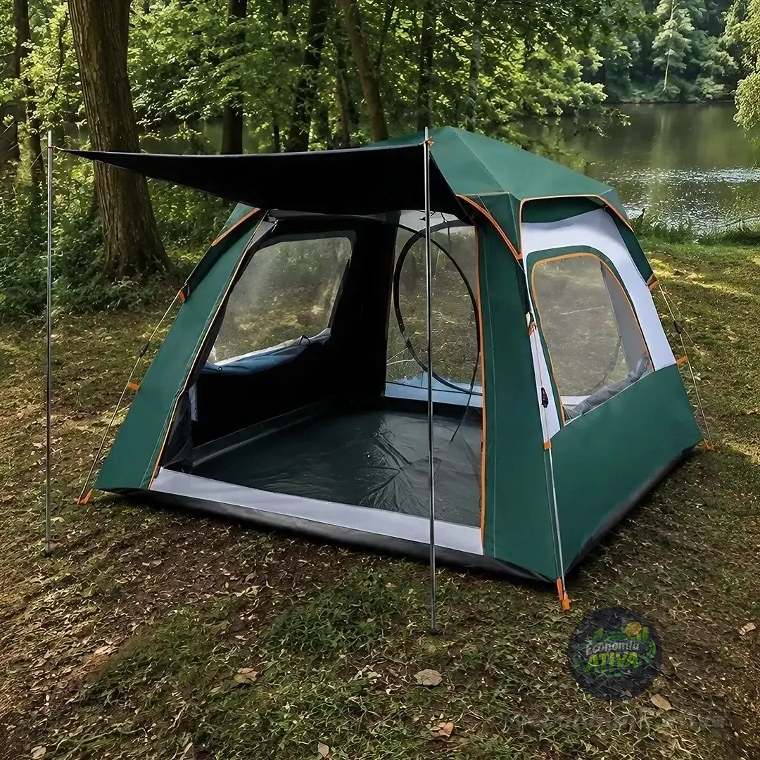 Barraca De Acampamento Grande Para 4/5 Pessoas 210x210x145cm Cor Azul-petróleo