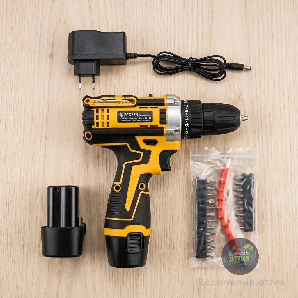 Parafusadeira Furadeira Sem Fio De 10mm 3/8 2 Bateria Lítio
