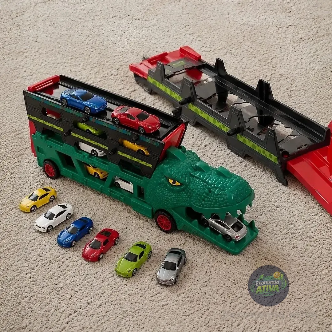Lançador Dino Truck Super Carrinhos Caminhão Cegonha Pista