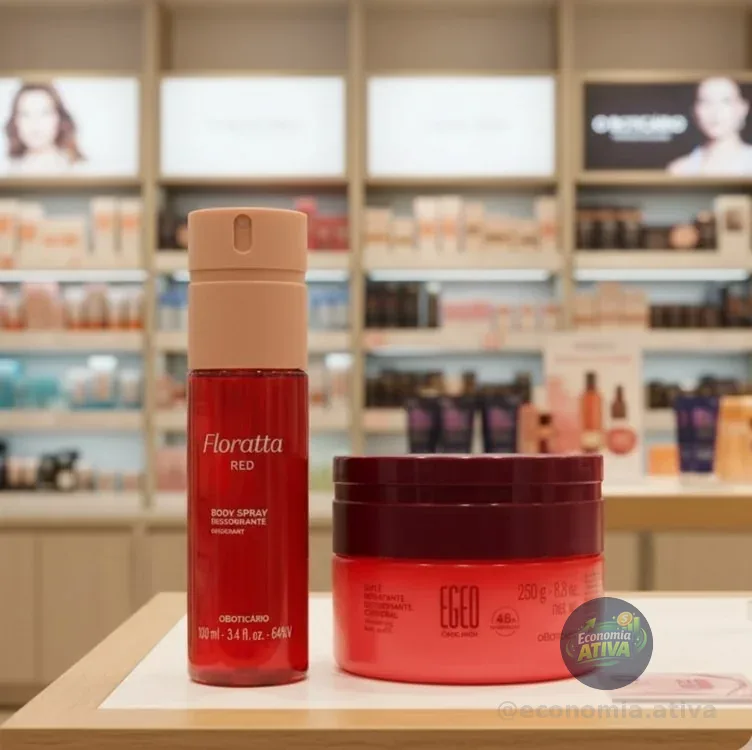 Combo Floratta Red e Egeo Choc High: Body Spray 100ml + Suflê Corporal 250g