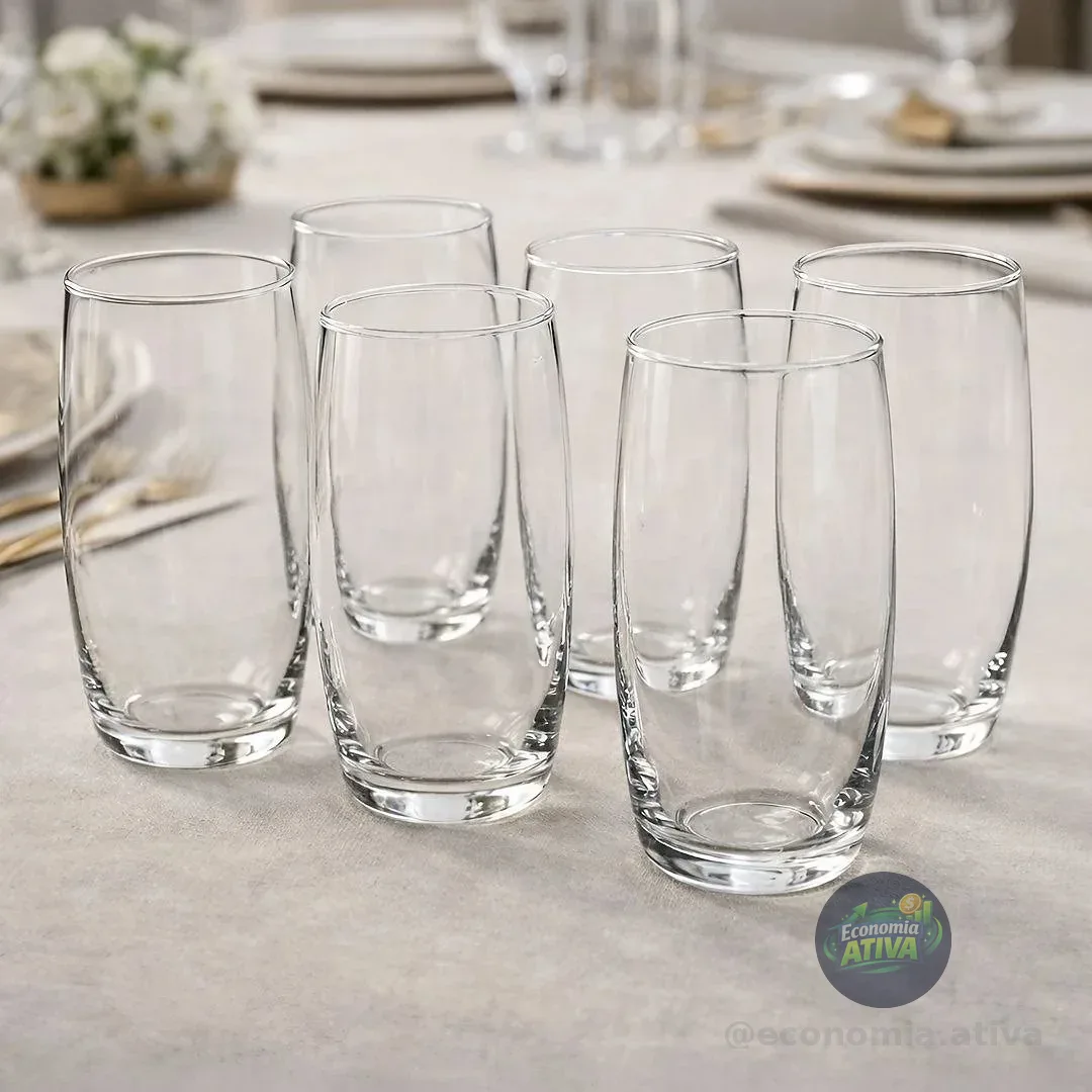 Jogo de Copos de Vidro 300ml 6 Peças Nadir - Oca Long Drink