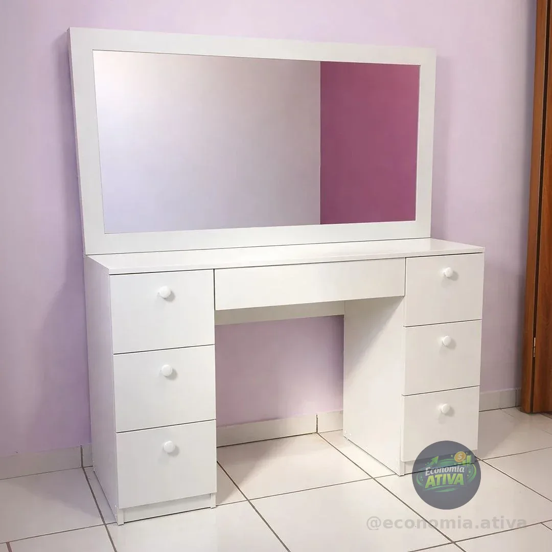 Penteadeira Ditália 7 Gavetas Pe-80 Branco Uv Acetinado