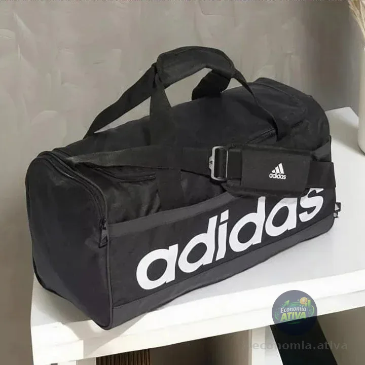 Mala Duffel Linear Média adidas Preto Liso