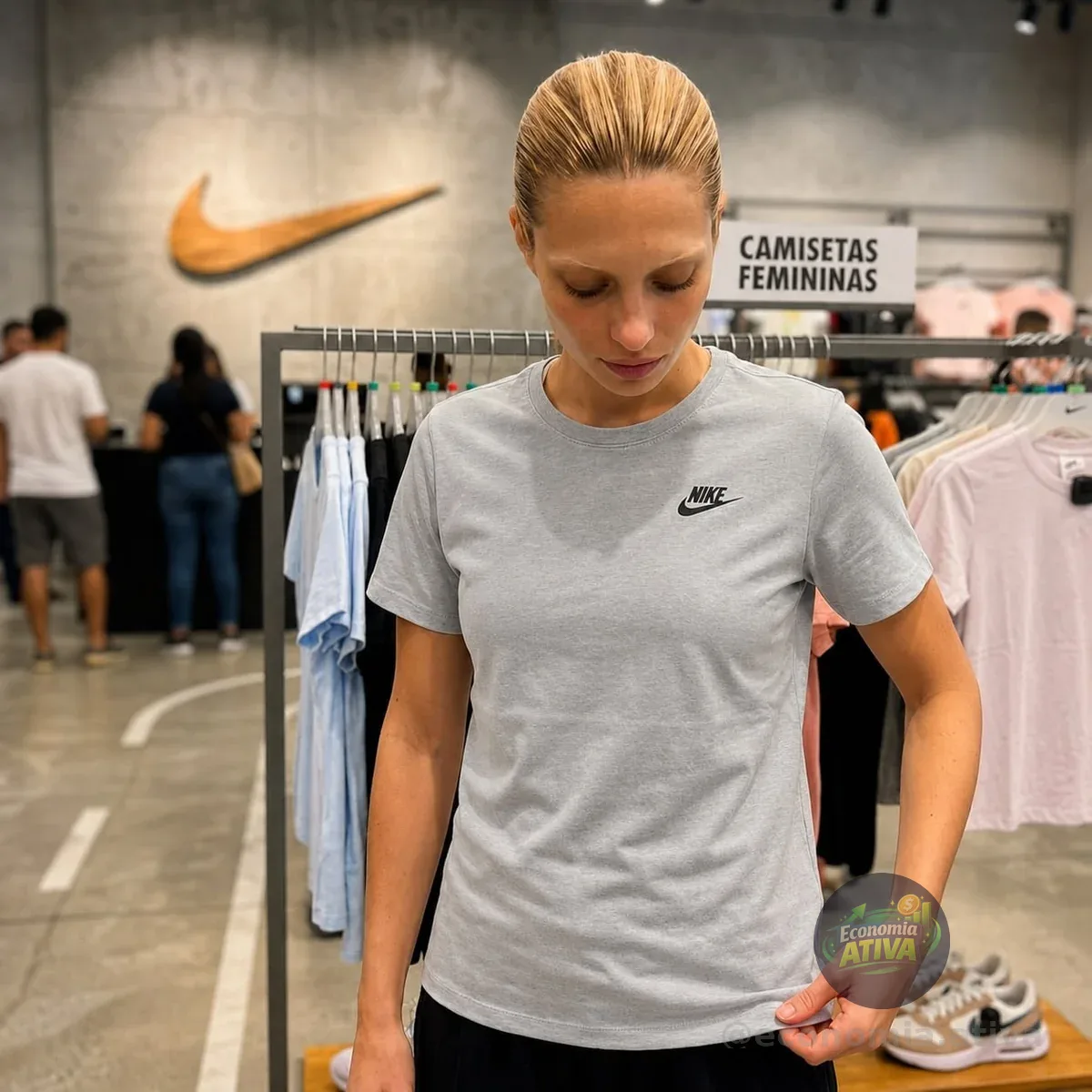 Camiseta Nike Sportswear Club Essentials Feminina - Cinza