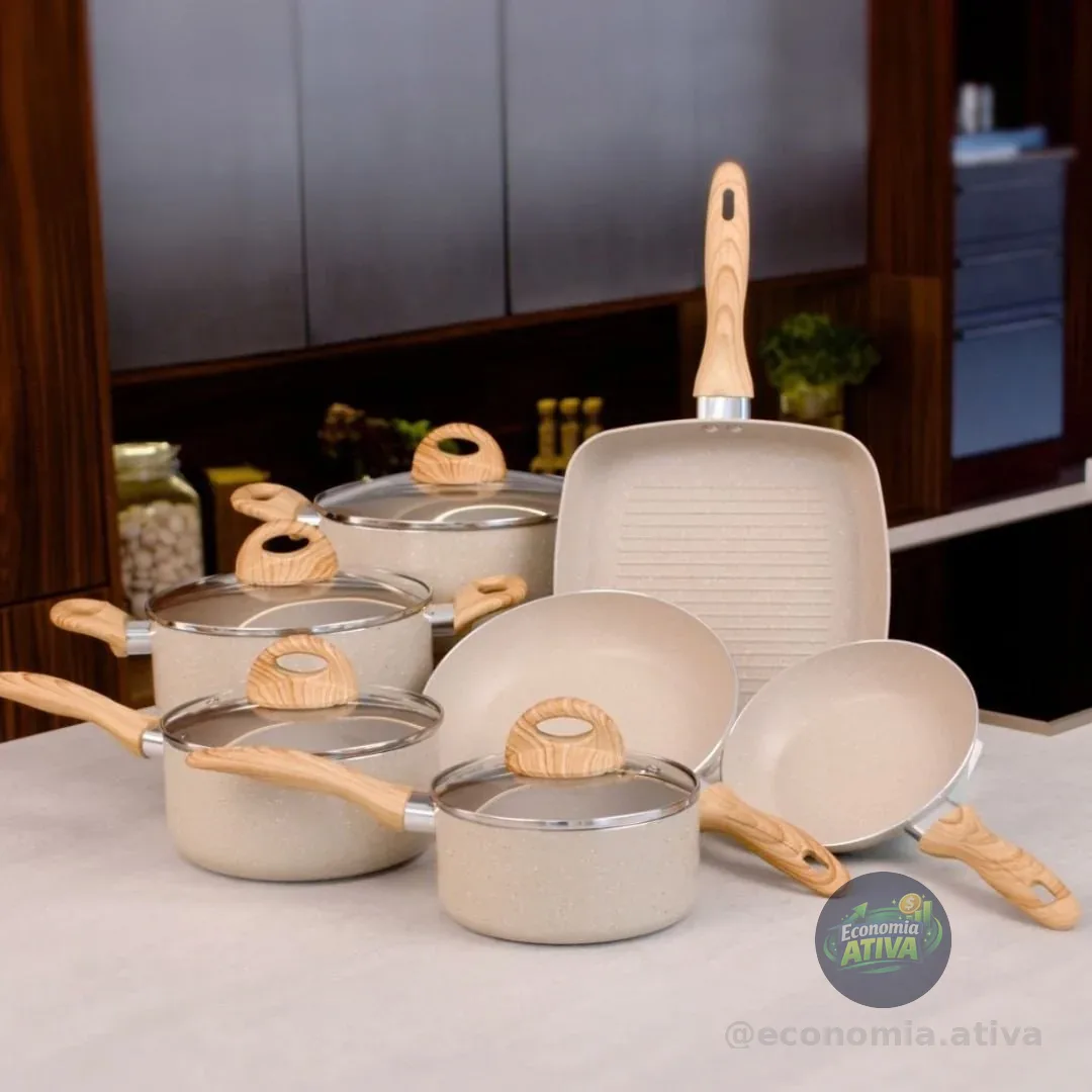 Jogo De Panelas 7 Ceramic Life Smart Plus Areia Brinox