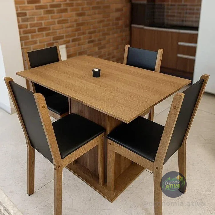 Conjunto Sala de Jantar Madesa Talita Mesa Tampo de Madeira 4 Cadeiras - oxford