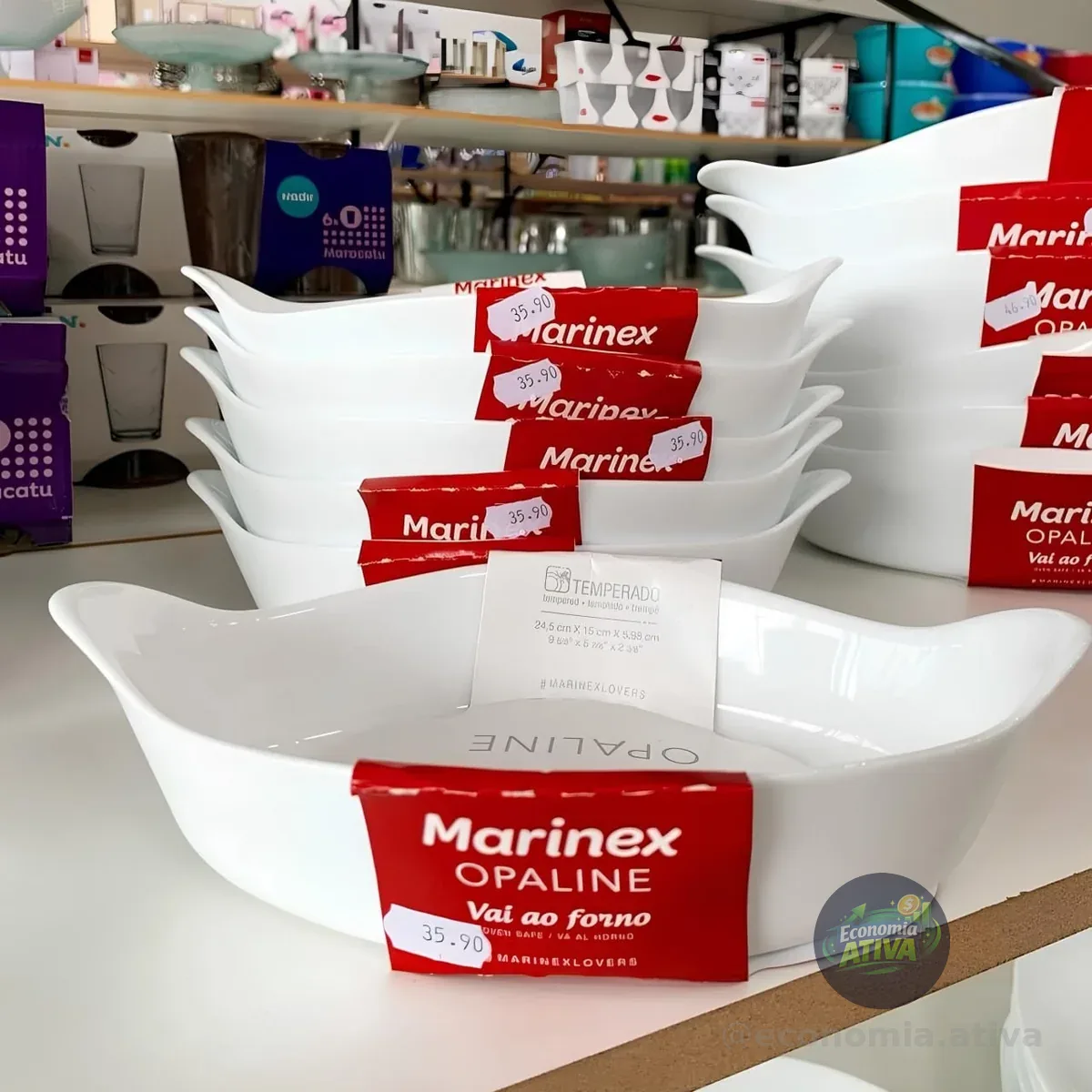 Marinex Conjunto de Assadeiras Oval Opaline 3 Peças Branco