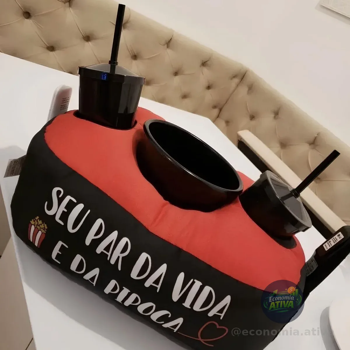 Almofada Porta Pipoca Bicolor Casal Par Da Vida