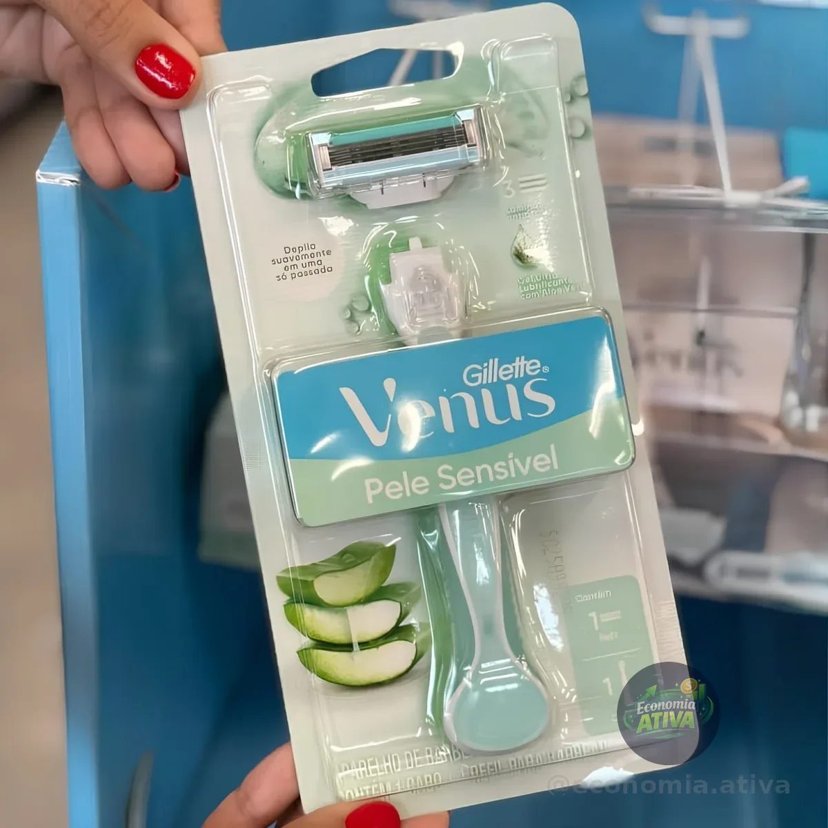 Gillette Venus Pele Sensível Aparelho de Depilar Recarregável com Aloe Vera, 1 Unidade