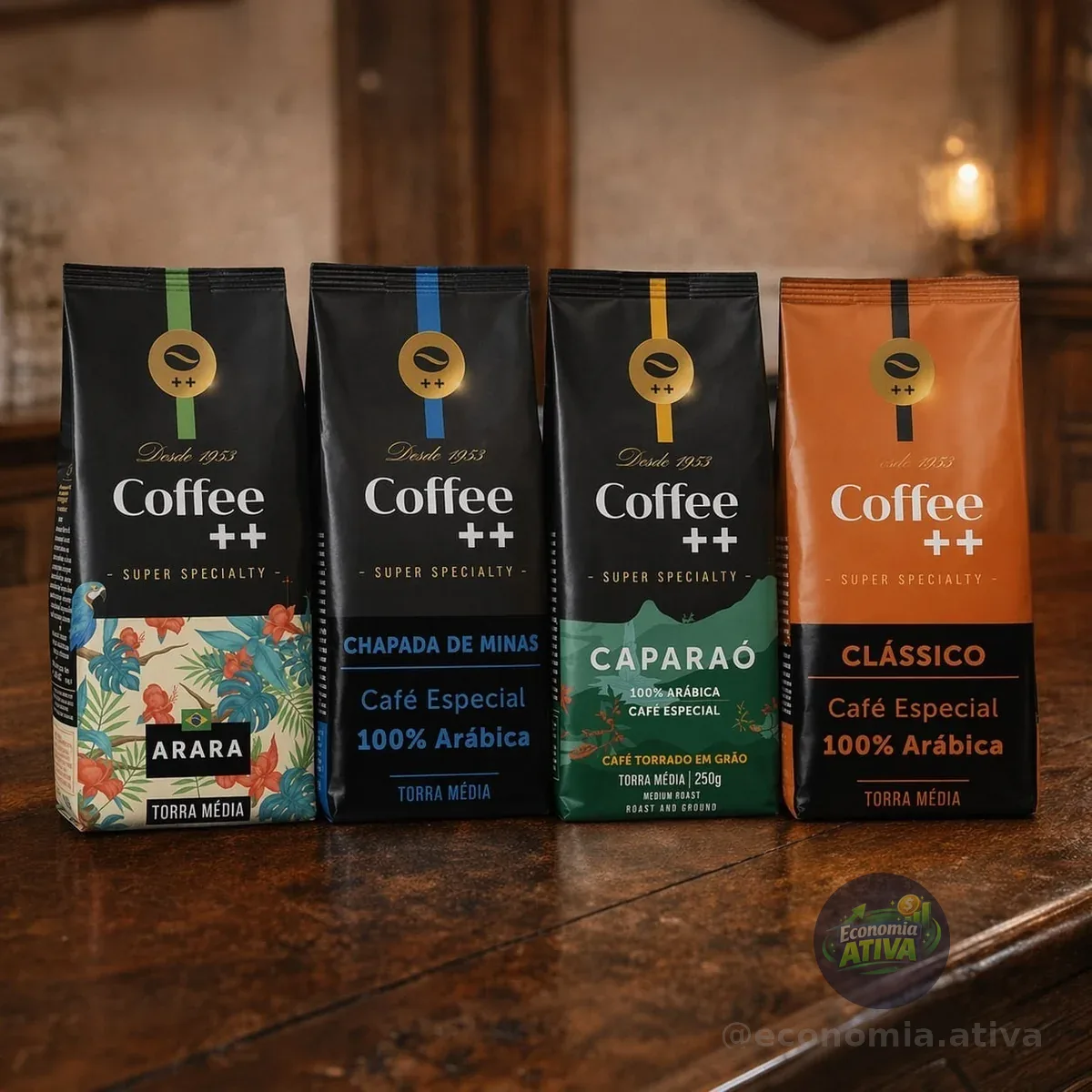 Kit 4 Pacotes Café Especial Em Grãos Coffee Mais Clássico, Caparaó, Chapada e Arara