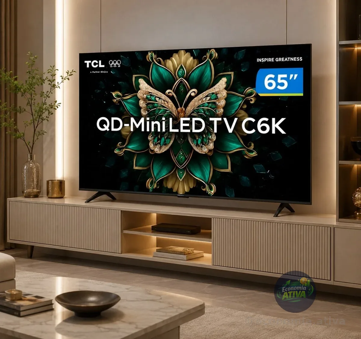 Smart Tv 65 65c6k 4k Qd-mini Led 144hz Com Google Tv Tcl