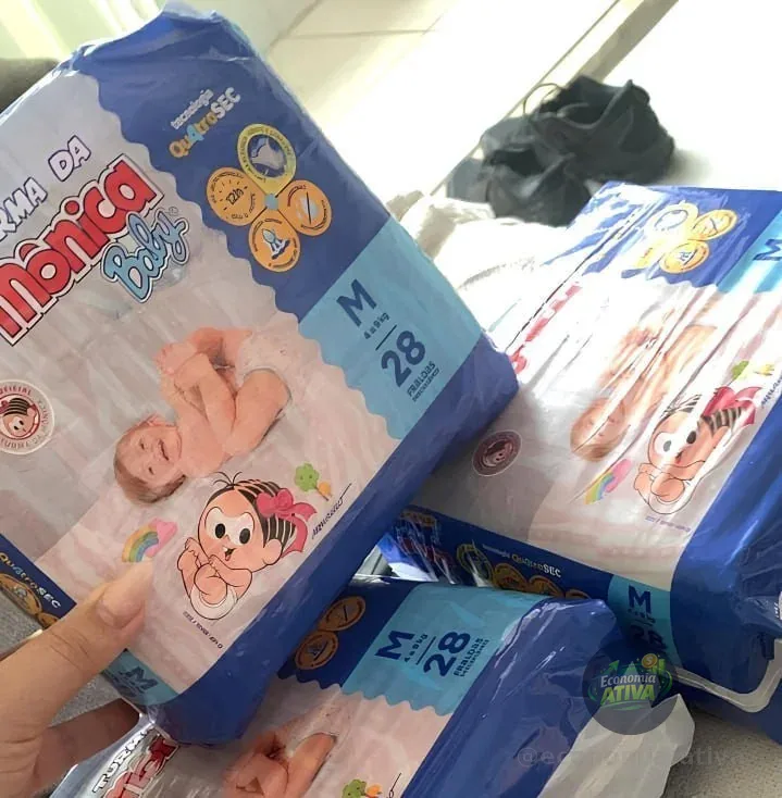 Fralda Turma da Mônica Baby Jumbo M 28 Unidades