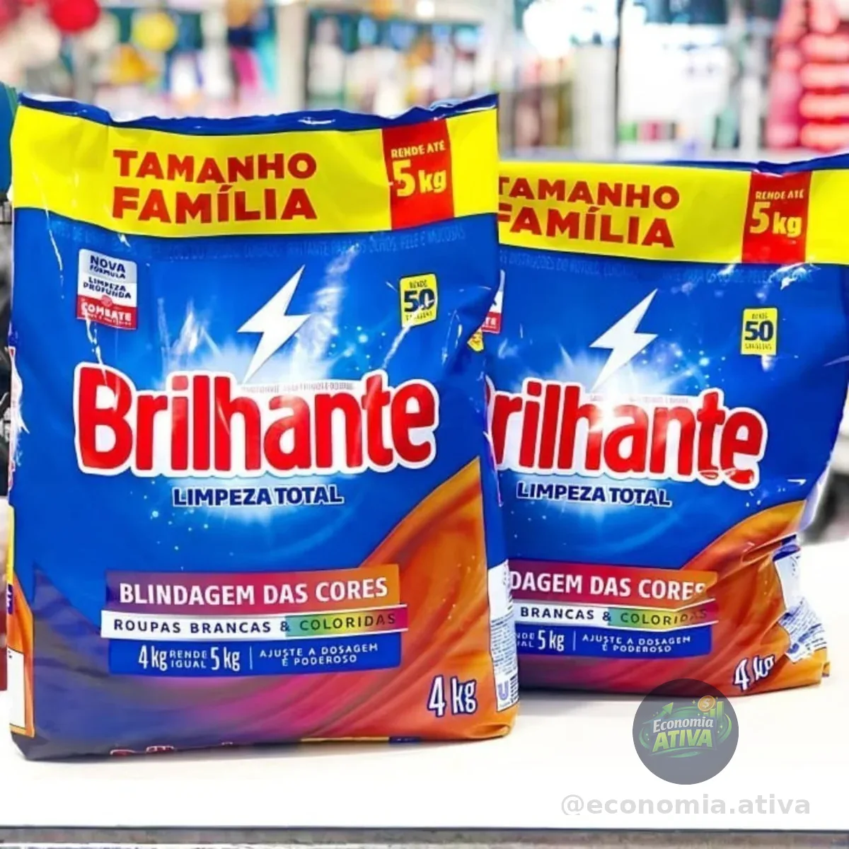 Brilhante Lava-Roupas Em Pó Roupas Brancas E Coloridas Limpeza Total Pacote Tamanho Família 4 Kg