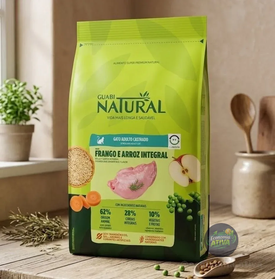 NUTRIÇÃO NATURAL PARA CASTRADOSRação Guabi Natural Gatos Castrados Frango E Arroz 7,5kg