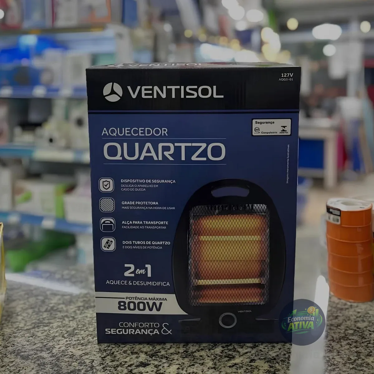 Aquecedor Elétrico Quartzo Doméstico 800w Ventisol Preto