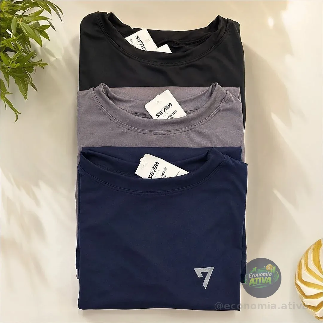 Kit 3 Camisetas Térmicas Masculina Segunda Pele Camisa Uv50-