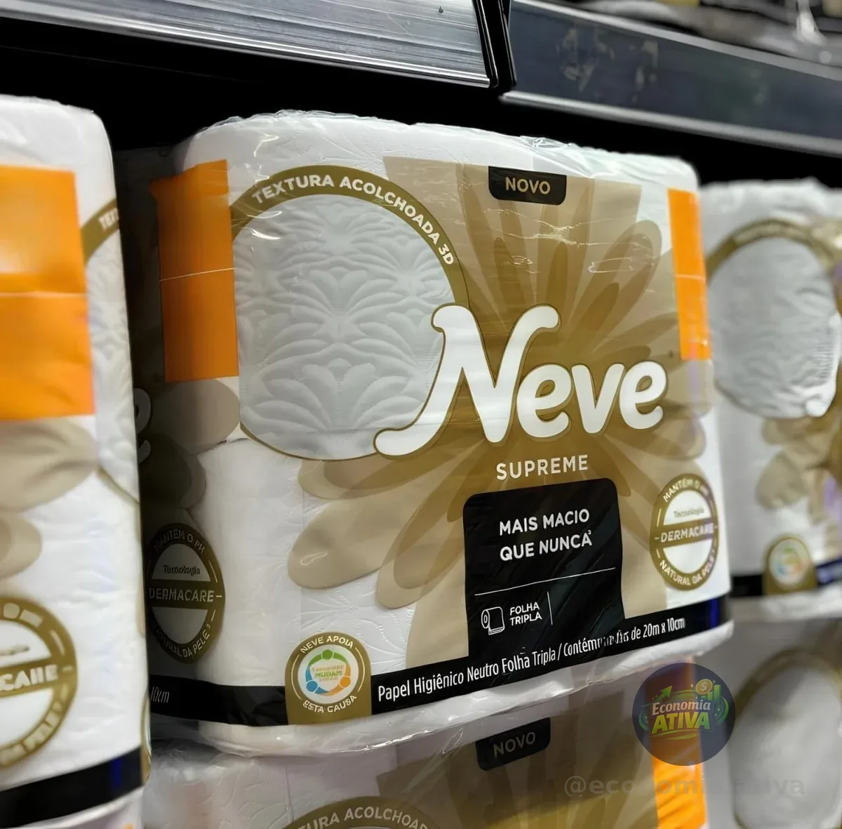 Neve Papel Higiênico Supreme Folha Tripla, 20m, Leve 24 Pague 21 Rolos