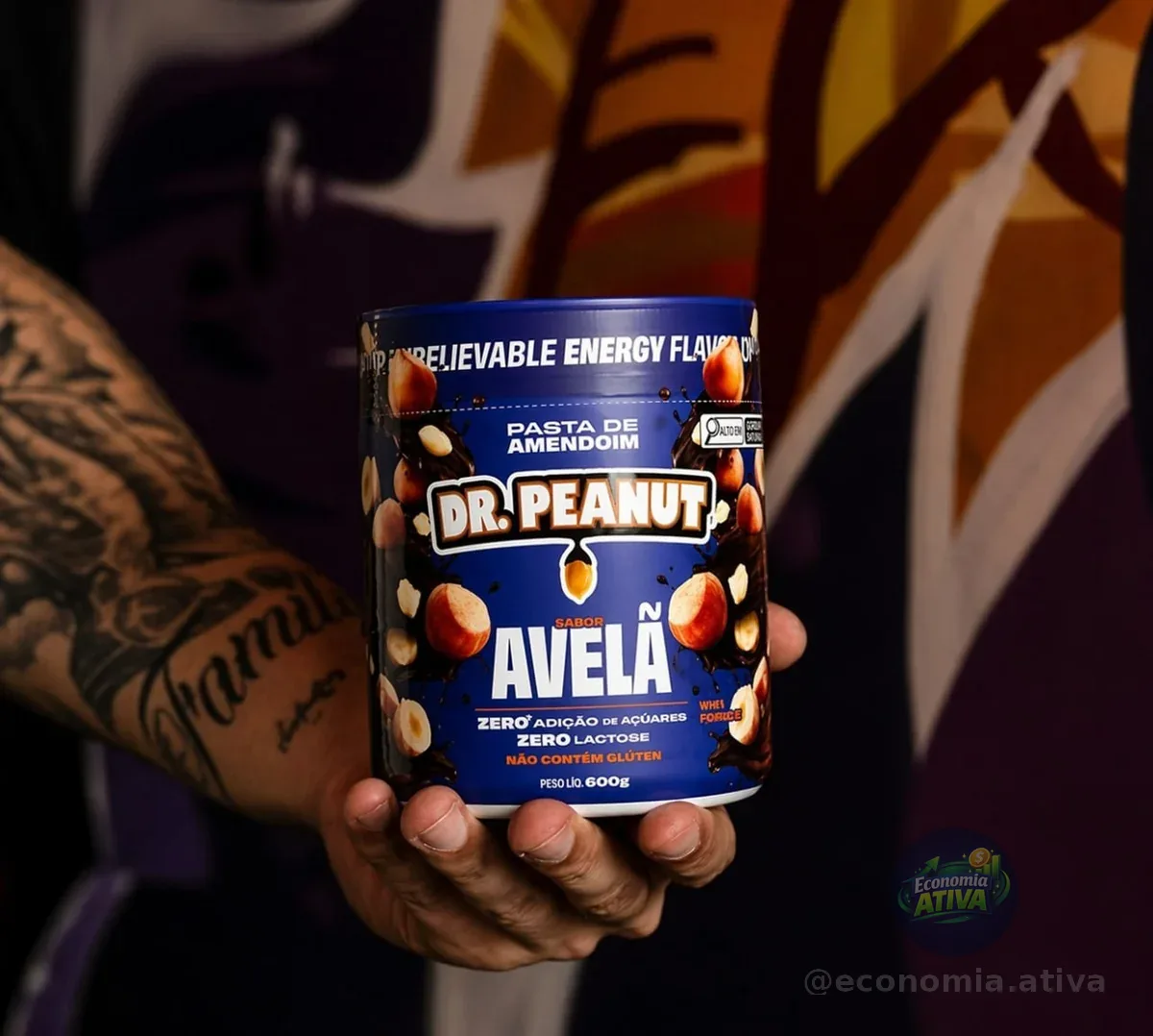 Pasta de Amendoim Proteica Dr. Peanut Avelã 600g Sem Açúcar Glúten