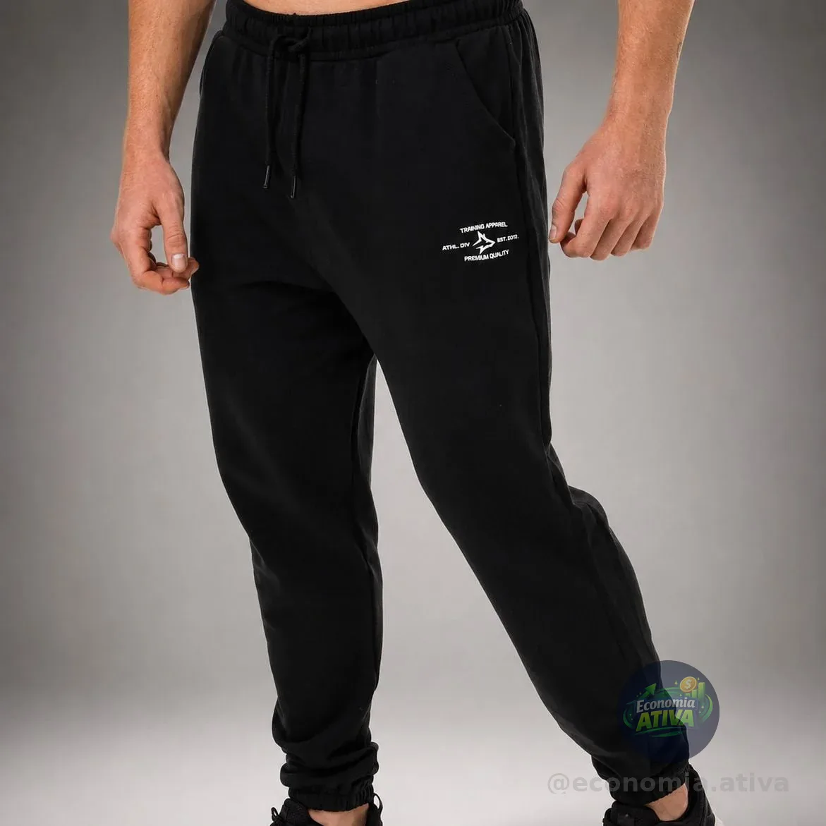 Calça Moletom Masculina Athletic Inverno Alpha Preto (4 cores)