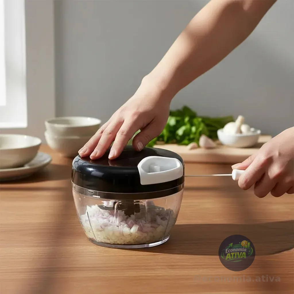 Mini Processador E Triturador De Alimentos Alho Cebola 500ml