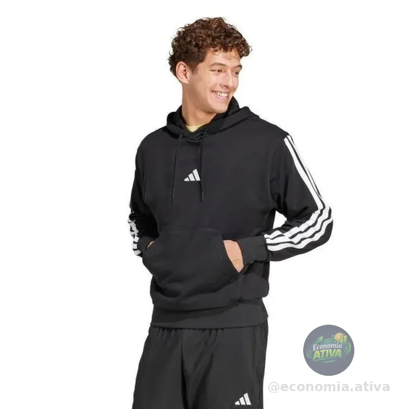 Moletom Com Capuz Adidas 3 Stripes Masculino