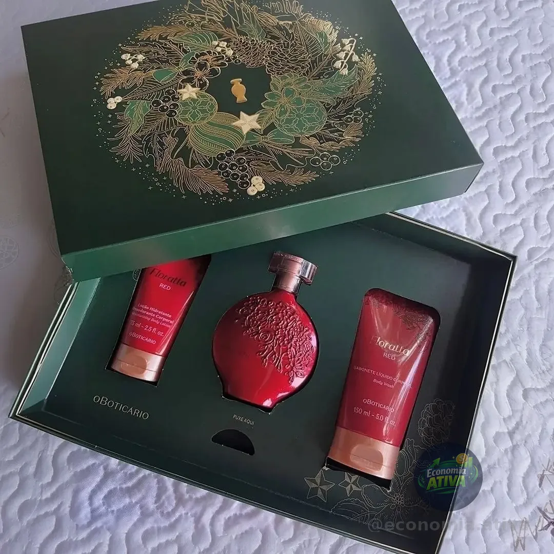 Kit Presente Feminino Floratta Red (3 itens) - Floratta Red Desodorante Colônia - Loção Hidratante 75 ml - Sabonete Líquido Corporal 150ml